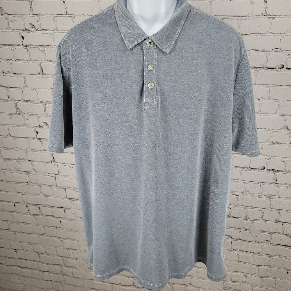 Tommy Bahama Blue Embroidered Fish Short Sleeve Buttoned Polo Shirt Size XXL